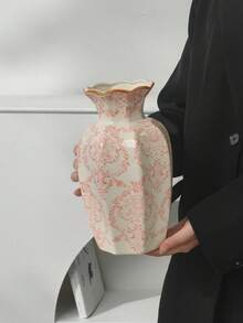 博物馆级中国皇家陶瓷花瓶，粉色和米色花卉图案，家居和办公室装饰，亚洲风格乔迁/婚礼/生日礼物，精致的纹理设计，高端工艺 - 彩色 - 查看 10