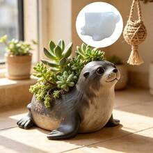 Cute Seal Shape Succulent Flower Pot Candle Cup Silicone Mold Seal Shape Storage Cup Candle Cup Plaster Mold Home Decoration Ornaments Mold Lovely Little Seal Candle Cup Flower Pot Potting Cement Concrete Mold Clay Mold Home Decoration Garden Decoration Gift - A - View 9