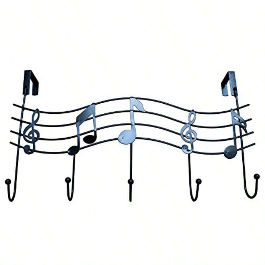 Black - TESOON Door 5 Hook Rack Decorative Hanger for Hanging Clothes Coat Hat Belt Black - negro - Ver 1