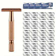 Rose Gold Zinc Alloy Safety Razor For Women, Stainless Steel Handle, Reusable, Fragrance-Free, Suitable For Facial, Underarm, Bikini Area, Legs - Tools & Accessories - Knife Holder - View 10