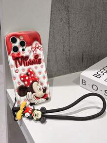 This Disney Mickey Mouse Lanyard Phone Case Is Fully Covered In TPU Material. It's Shockproof, Lightweight, And Compatible With IPhone17/16/11/13/15/15 Plus/15 Pro/15 Pro Max/12/14 Pro Max/11 Pro Max/12 Pro/12 Pro Max/13. This Phone Case Makes A Popular Birthday Gift Or Business Gift; It's Durable, Stain- And Fingerprint Resistant, And Suitable For Both Men And Women. The Set Also Includes A Mickey Mouse Phone Case And A Mickey Mouse Plush Bracelet. It's A Perfect Gift For Friends And Family. This Stylish Phone Case Is Fun, Lightweight, And Durable. IPhone17 Pro Max Phone Case, Minnie Mouse Phone Case. - trắng - Xem 4