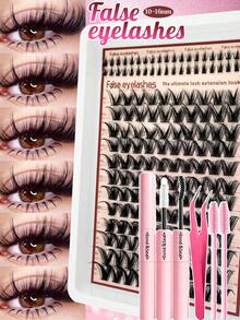 Eimny 416pcs D-Curl Fluffy Eyelash Extension Kit, Mixed 8-16mm Extra Large Capacity Individual Lashes, Soft & Voluminous, Suitable For Makeup, Eyelash Extension, Short Lashes, Lash Extension At Home - Multicolor - View 12