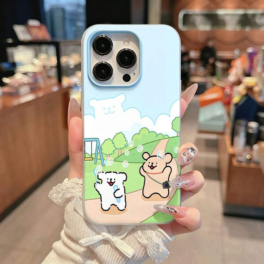 blanco beige cachorro burbuja parquefunda de teléfono Fundas compatibles con ,Apple,VIVO,OPPO,,, y Honor.Fabricadas en silicona TPU,ofrecen protección contra golpes y caídas. - Azul - Ver 1