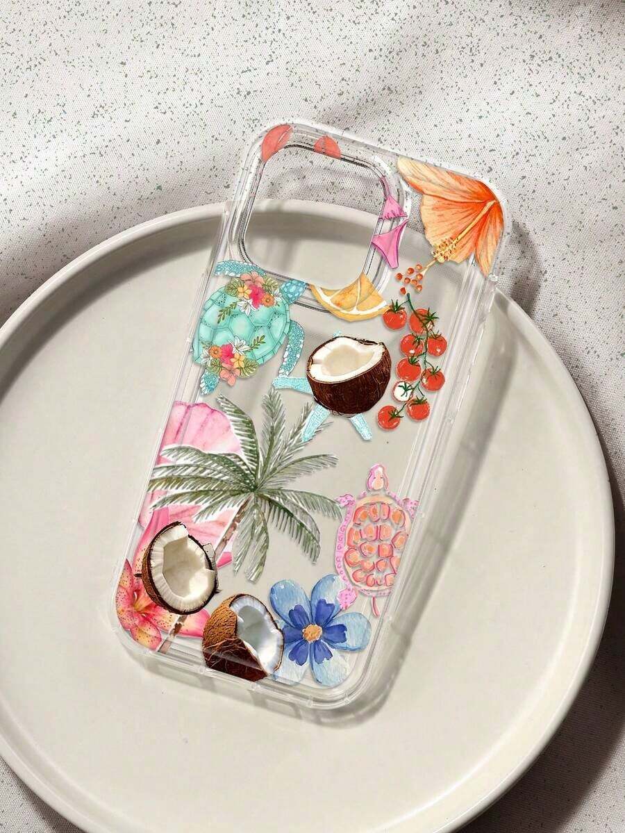 Liquid Silicone Mobile Phone Case With Hibiscus Flower Pattern, Full Body Protection, Shockproof And Drop-Proof, Soft TPU Rubber Compatible With IPhone/Galaxy - Multicolor 8 - View 1