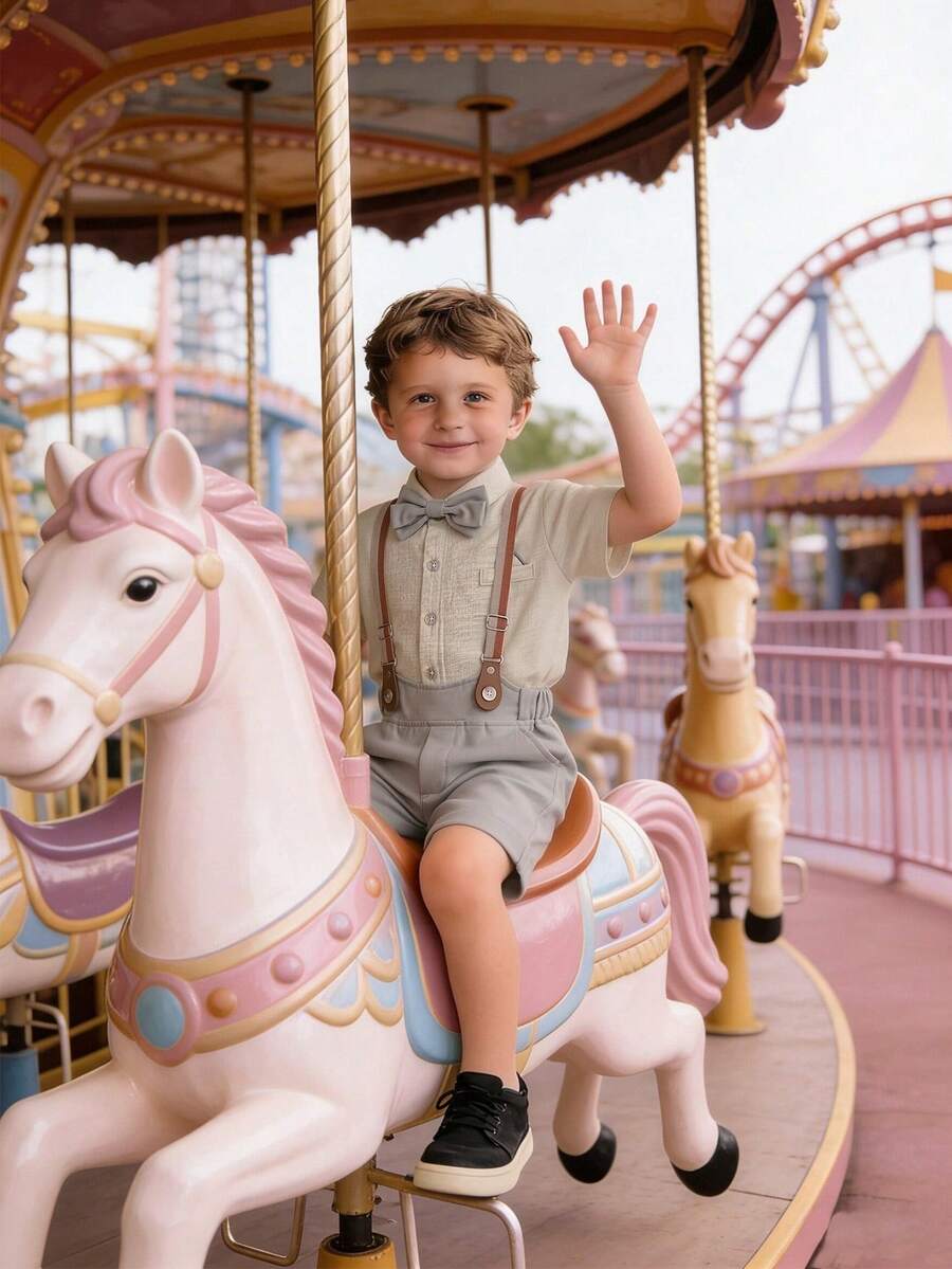 Nouvel ensemble de costume de gentleman 2 pièces pour garçons mode été, chemise + short à bretelles, nouvel ensemble de costume formel de petit garçon d'honneur, tenue de gentleman pour garçons pour fête d'anniversaire, cadeau pour enfants, vêtements pour garçons, ensemble de chemise de gentleman pour garçons, vêtements pour garçons, vêtements pour garçons, mode pour garçons, vêtements pour enfants