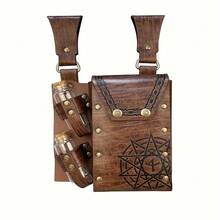Medieval Alchemist Magic Potion Belt With Pentagram Pouch And 6 Potion Bottles, Renaissance LARP Wizard Cosplay Belt,Party - A - View 5