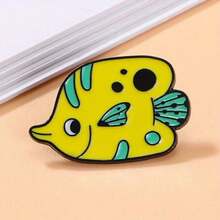 Cute Yellow Seafish Brooch Tropical Fish Student Backpack Clothing Buckle Badge Accessories - Default - View 1