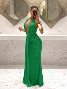 Women Midi Dresses - Green - View 3