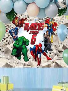 Chủ đề Marvel Avengers League, Vải nền Marvel, Đồ trang trí và phụ kiện chuẩn bị tiệc sinh nhật, Trang trí tường nền, Phông nền chụp ảnh sinh nhật, Vải phông nền chụp ảnh ngang, Đồ trang trí tiệc sinh nhật - Nhiều kiểu dáng - Xem 2