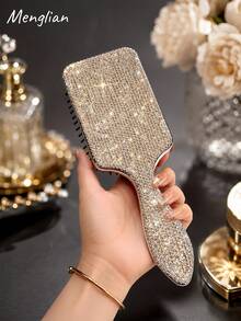 Handmade Rhinestone Massage Air Cushion Comb, Fashionable Full Diamond Luxury Air Bubble Comb, Unique Large Paddle Brush For Voluminous Hair, Suitable For Women, Gift For Mother's Day - Multicolor - View 2