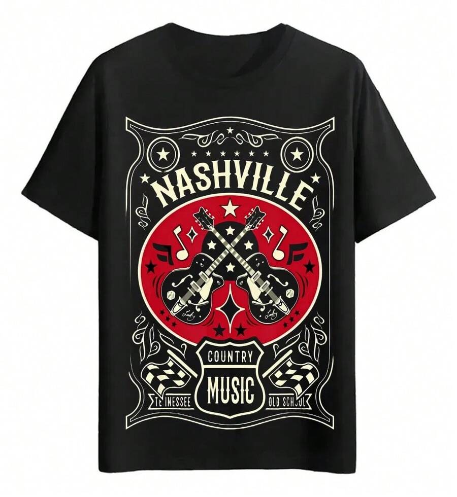 Nashville Country Music T-Shirts - 黑色 - 查看 1