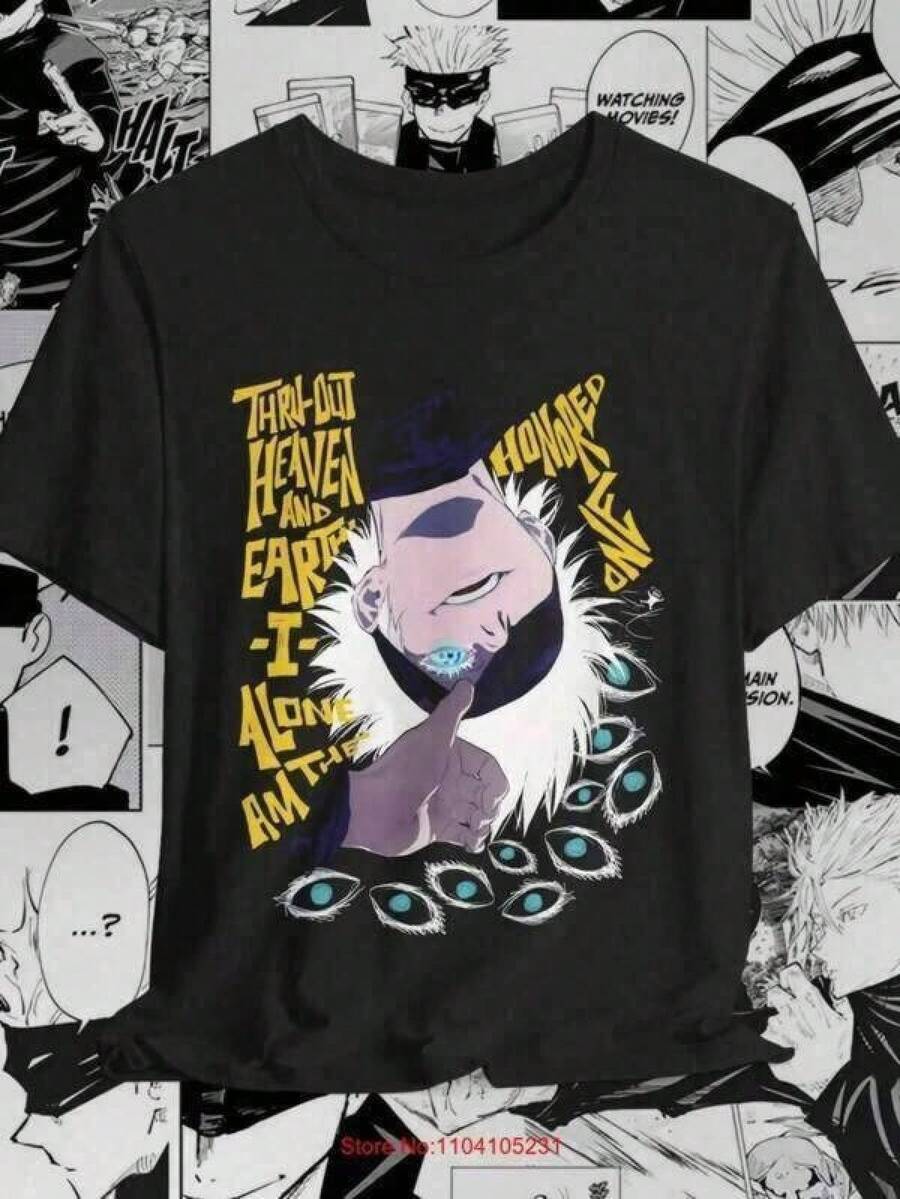 Unique Print Casual T-Shirt GOJO Anime Vintage T-Shirt Unisex, Anime Manga Shirt, Anime Shirt,Machine Washable Comfortable Outdoor Casual Wear,Round Neck Short Sleeve T-Shirt Fashion Graphic Tees,Fashion Print Casual T-Shirt,Made Of Pure Cotton, Boyfriend Gift Patterned Printed Short Sleeved Top T-Shirt Boyfriend Gift Soft, Durable Round Neck Casual Top For Spring, Summer, And Fall Graphic Tee Shirts Graphic Seasonal Apparel Breathable Material,Festive-Unisex Effortless Styling, Showcase Your Unique Style,Family Matching Tshirts Girls Clothes Tween Girl Clothes Girls Outfits Girls Clothing Teen Girls Clothes Quick Ship Tops For Women Men New Year Outfit Gift For New Year,Teeshirt Femme,Haut Femme,T-Shirt,Haut été,Promotion Femme,Vintage - màu đen - Xem 1