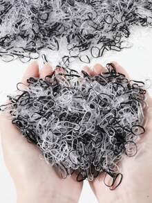 [Quantity Options] Pcs/Pack Women's Colorful Hair Ties, Transparent/Black Mixed Mini Elastic Bands, Disposable Small Rubber Bands, Minimalist Solid Color Hair Accessories, Suitable For Ponytail, Wedding Hairstyles, Ponytail Holders, Hair Ties, Rubber Bands, Hair Ties, Hair Ties For Summer Hairstyles, Beach Hairstyles, Hair Styling Tools Scrunchie - Black+Transparent - View 8