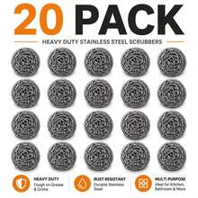8/12/20/40pcs Stainless Steel Cleaning Brush - Rust-Proof, 2.36 Inch Cleaning Brush, Easily Clean Tableware, Cookware And Oven - Silver - View 15