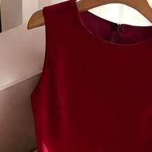 Nana's Women's Clothing Store  Vestido elegante sin mangas estilo francés, vestido mini con decoración de lazo rojo, adecuado para salidas diarias, citas, vacaciones - Albaricoque - Ver 7