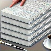 1本 A5 80張 160頁 格線筆記本附筆，厚紙材質，精美 A5 螺旋筆記本，適用於辦公、筆記、素描、草圖、日程、繪圖與書寫 - A - 查看 2
