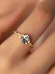 1 chiếc nhẫn đá Aquamarine, chất liệu bạc 925 không gây dị ứng, phù hợp để đeo hàng ngày, đi làm, hẹn hò, đi nghỉ mát, làm trang sức đính hôn, nhẫn hứa hẹn, nhẫn vĩnh cửu, quà tặng ngày Valentine, quà tặng trang sức cao cấp, dễ dàng vượt qua kiểm tra kim cương, được chế tác bởi các nghệ nhân bậc thầy. - nhẫn đá aquamarine - Xem 1