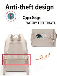 Women's Waterproof Large Capacity Backpack, Versatile And Fashionable, Suitable For Daily Outings - Beige - View 5