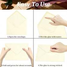 100pcs/50pcs/20pcsMini Envelopes 100 Count 4.1 X 2.75 Inches Brown Kraft Envelopes Bulk Tiny Envelope Pockets For Gift Card, Small Note Cards, Business Card - Off White - View 2
