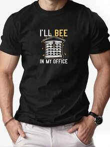 Men's Casual Summer Short-Sleeved T-Shirt With Bee Pattern - 黑色 - 查看 6
