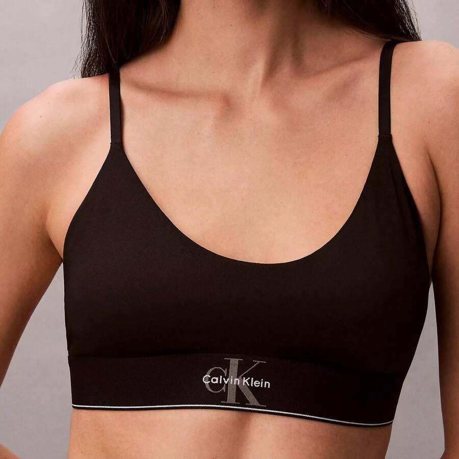 Graphic Monogram Microfiber Stretch Unlined Bralette Underwear  Women  Bras + Bralettes QF8814 - 黑色 - 查看 1