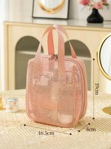 1pc - Cosmetic Storage Bag, Portable Mesh Shower Caddy, Large Capacity Transparent Mesh Storage Bag, Portable Travel Organizer, Multi-Functional Storage Box, Bohemian Style - Multicolor - View 14