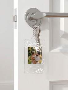 1 pieza Llavero personalizado Papá y yo con foto, llavero de marco de acrílico transparente con texto personalizado, recuerdo perfecto para padres e hijos, llavero "Por siempre tu pequeña", regalo del Día del Padre, regalo de cumpleaños para papá - Multicolor - Ver 5