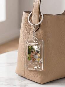 1 pieza Llavero personalizado Papá y yo con foto, llavero de marco de acrílico transparente con texto personalizado, recuerdo perfecto para padres e hijos, llavero "Por siempre tu pequeña", regalo del Día del Padre, regalo de cumpleaños para papá - Multicolor - Ver 6