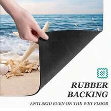 1pc Ocean Pattern Kitchen Floor Mat, Polyester Drainage Mat, Doormat, Floor Mat, Suitable For Kitchen, Living Room, Entrance, Balcony, Home Decor, Anti-Pollution, Coffee Shop, Bar, Holiday, Party, Bedroom, Pet Mat, Bathroom Decor, Summer Ocean Theme - Multicolor - View 4