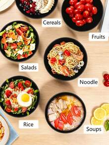 2/4/6/8pcs Black PP Plastic Bowl Set, Shatterproof Lightweight Soup/Rice Bowls, Reusable Tableware, Suitable For Kitchen, Camping, Party, Microwave & Dishwasher - Black - View 3
