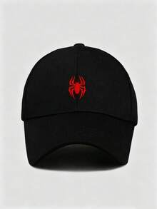 1pc Men's Adjustable Casual Simple Spider Print Baseball Cap, Suitable For Daily Wear - Black - View 8
