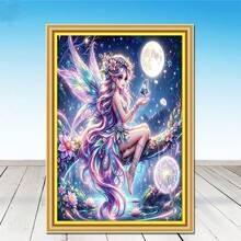 1pc DIY Diamond Art Kit - Moon Fairy Pattern, Round Diamond Mosaic Art Craft Kit, Suitable For Beginners, Home Wall Decor, Unique Gift, No Frame - No Frame - View 13