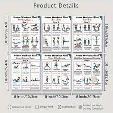6-Day Fitness Challenge, Including Arms, Legs, Core, Glutes, Chest And Shoulders Exercises, 6 Posters Total. Ideal For Home Workout, Yoga, Dumbbell Training, Shaping And Weight Loss. An Excellent Fitness Guide And Gift - Multicolor - View 4