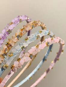 1pc Luxury Rhinestone Crystal Headband, Sweet Princess Exquisite Rhinestone Headband, Elegant Versatile High-End Hair Accessory - Multicolor - View 7