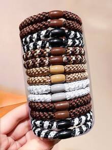 20/10 piezas/Set Scrunchies de pelo estilo retro INS, minimalistas y vintage pero duraderos, con diseños de cuadros tejidos multicolor - Adecuados para niñas y adolescentes, aptos para uso diario, citas, escuela, vacaciones, graduación, fiestas, para crear fácilmente un aspecto suave y dulce - Multicolor - Ver 4