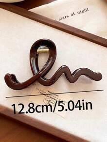 1件女款12.8cm/5.04in大號棕色亮面精緻輕量塑膠髮夾，時尚百搭高級優雅極簡純色髮飾，適用日常穿搭、外出、休閒、派對、通勤、海灘、度假、馬尾、盤髮、洗澡、化妝、造型搭配海灘度假髮夾 - 巧克力棕 - 查看 2