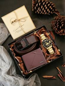 5pcs/Set Luxury Business Style Men's Gift Set, Including Belt, Wallet, Watch, Card Holder, Multiple Styles Available, Suitable For Daily, Birthday, Anniversary, Father's Day, Valentine's Day, Christmas, Graduation Gifts - 5PCS Gift Set - View 17