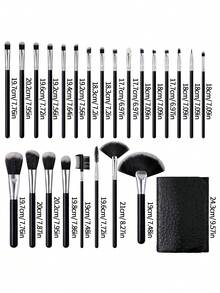 25Pcs Professional Makeup Brush Set, Soft Fluffy Brushes With Storage Bag For Foundation Powder Eyeshadow, Beginner Friendly - Black - View 7
