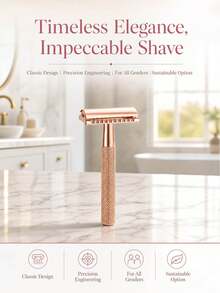1 Set Navaja de afeitar vintage con cuchillas de doble filo, kit de afeitado manual tradicional para hombres y mujeres - Ver 9