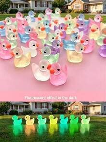 50pcs Waterproof Glowing Mini Resin Duck Decorations, No Power Needed, DIY Micro Landscape Decor For Garden, Aquarium, Home, Party - Multicolor - View 1