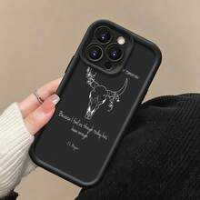 Tema oscuro e inspirador de cráneo de toro blancofunda de teléfono Fundas compatibles con ,Apple,VIVO,OPPO,,, y Honor.Fabricadas en silicona TPU,ofrecen protección contra golpes y caídas.regalos para mamá - Negro - Ver 5