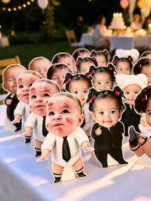 1/5/10/20/40個客製化臉部立牌、Baby Boss照片立牌、生日派對裝飾立牌、Baby Boss爆炸頭立牌。上傳您的照片。適用於婚禮、派對、單身派對和生日。派對裝飾配件。婚禮、朋友和親戚的最佳禮物。派對裝飾、新娘送禮道具。 - 多色(紙立牌) - 查看 10