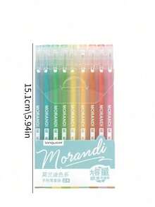 Set de 9 piezas Bolígrafo multicolor de gran capacidad y color neutro, bolígrafo de color caramelo de color Morandi lindo, para pintura, toma de notas, etc. de estudiantes. - Multicolor - Ver 8