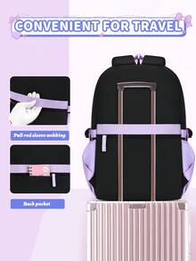 BXboat 3pcs/Set Teenage Girls Backpack With Lunch Box Bag And Pencil Case, Large Capacity Multi-Pocket Bookbag With Tablet/Laptop Compartment, Student Outdoor Camping Travel Backpack With Luggage Strap, Fashion School Backpack For Students - 3-piece Set - View 9