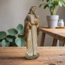 Estatua de 6 pulgadas de Jesús sosteniendo un cordero, decoración religiosa moderna para el hogar, estatua del Buen Pastor para escritorio interior, regalo religioso - 1PC - Ver 5