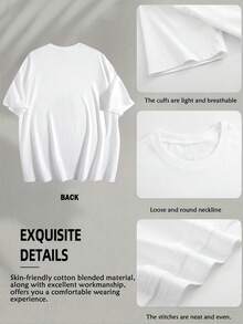 1 Pack 180g 100% Cotton [Double-Sided Print] Women's Summer Casual T-Shirt, Double-Sided Print, Sushi And Soy Sauce Design, Round Neck, Short Sleeve Style T-Shirt - 白色 - 查看 3