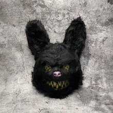 萬聖節恐怖血腥絨毛兔子面具，詭異殺手熊面具，角色扮演派對服裝配件 - 彩色 - 查看 6