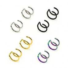 2-Piece Set Of 316L Stainless Steel, Includes Fake Earrings, Ear Clips And Lip Rings, Unisex, No Piercing Required, Ear Bone Earrings, Lip Earrings. - F6-8件 - 查看 1