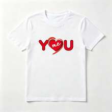 Corazón Rojo Playera de Algodón Blanca con Diseño Romántico - Blanco - Ver 1
