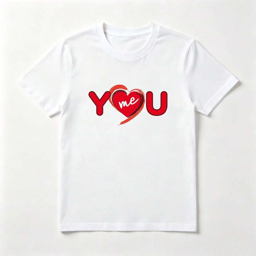 Corazón Rojo Playera de Algodón Blanca con Diseño Romántico - Blanco - Ver 1